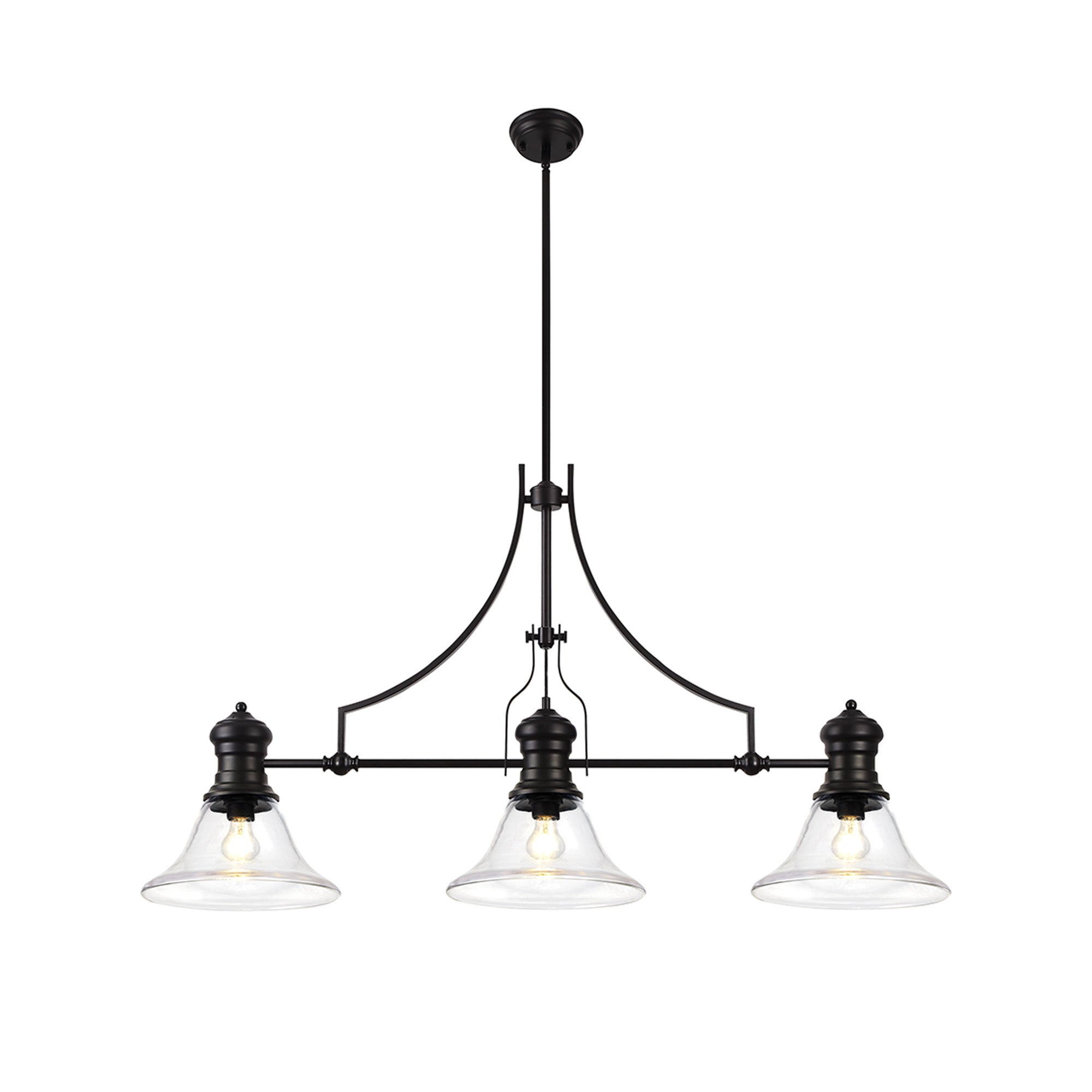 Luiz Linear Pendant, 3 x E27, Matt Black- Finish