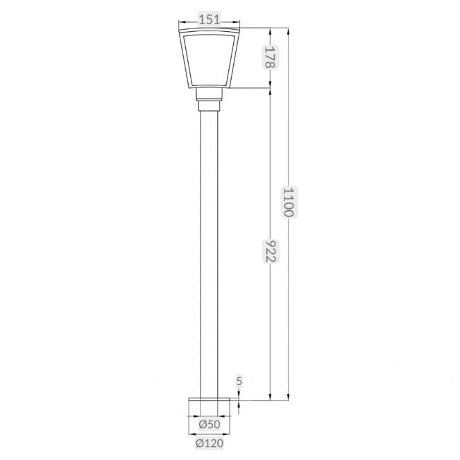 Sawyer IP44 100mm Anthracite Post Light