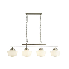 School House 4Lt Kitchen Light- Satin Silver & Opal Glass