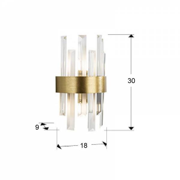 Grace 2Lt Indoor Wall Lamp - Gold Finish