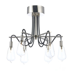 Dar Scroll 6Lt Semi Flush Ceiling Light - Polished Nickel IP20