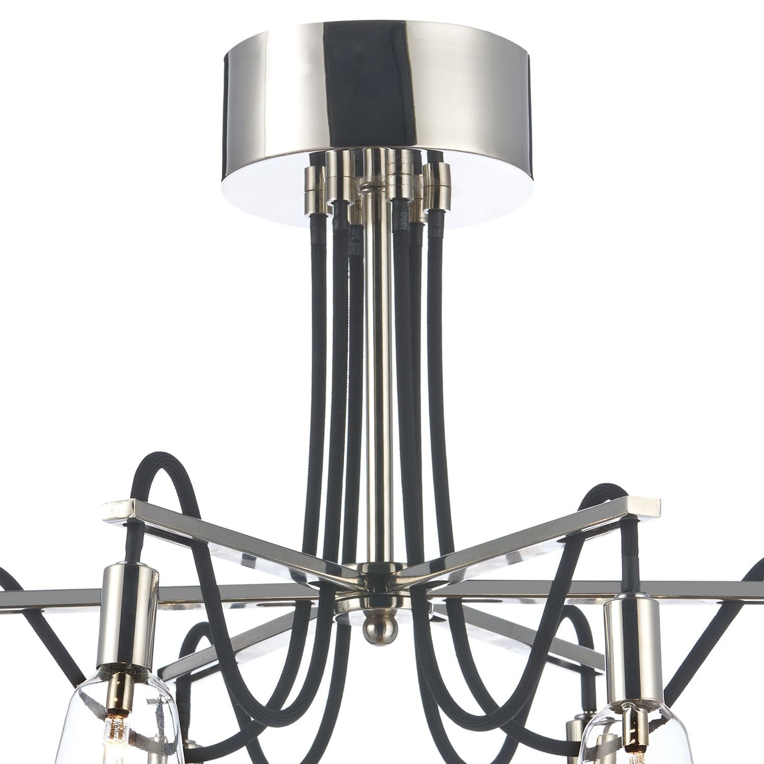 Dar Scroll 6Lt Semi Flush Ceiling Light - Polished Nickel IP20