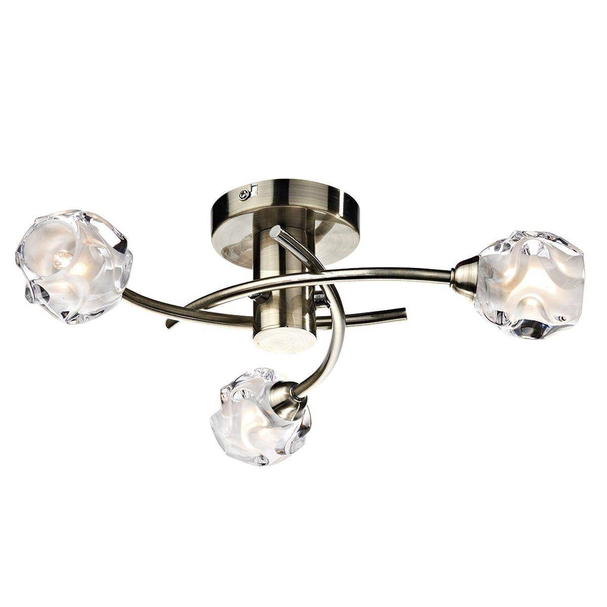 Dar Seattle 3 Light Semi Flush Antique Brass - Cusack Lighting