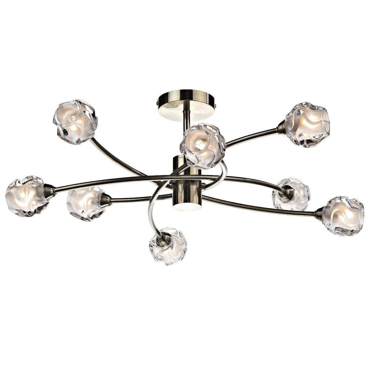 Dar Seattle 8 Light Semi Flush Antique Brass - Cusack Lighting