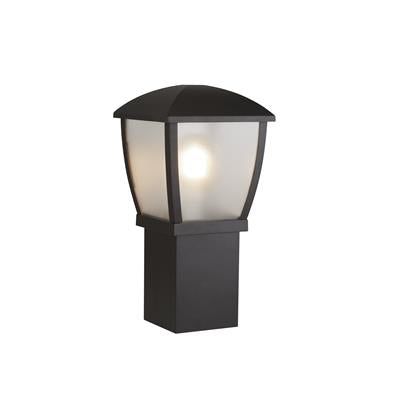SEATTLE OUTDOOR POST - BLACK & CLEAR FROSTED PANELS, IP44