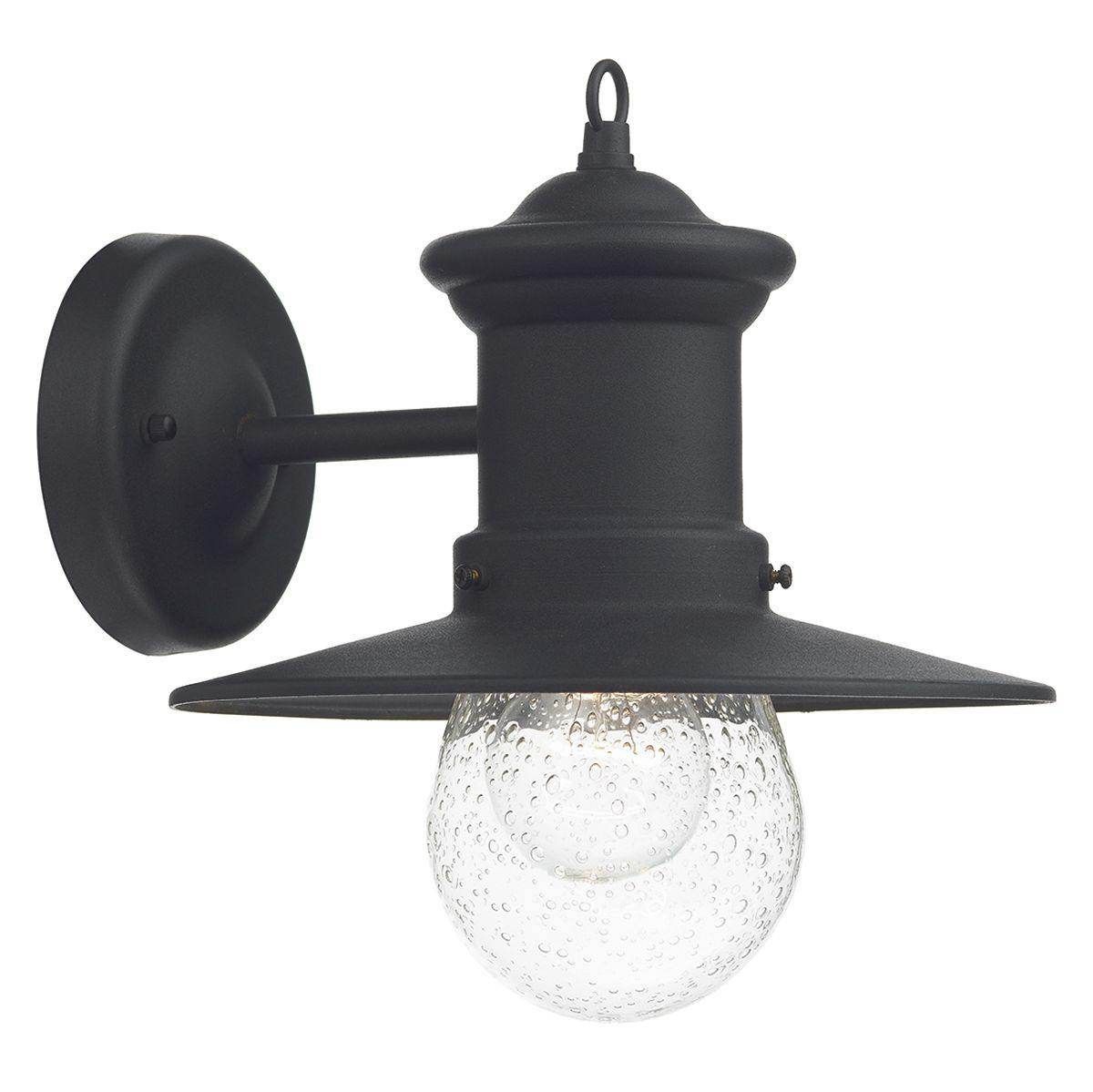 Dar Sedgewick 1 Light Outdoor Wall Light Black/Glass - Cusack Lighting