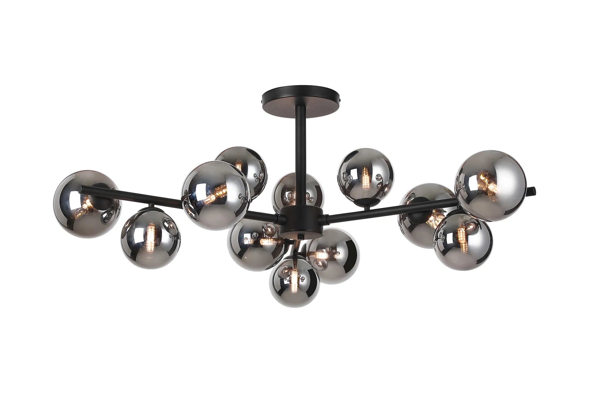 Seville 110cm Semi-Flush 3 Arm Ceiling Light, 12 x G9- Various Finishes