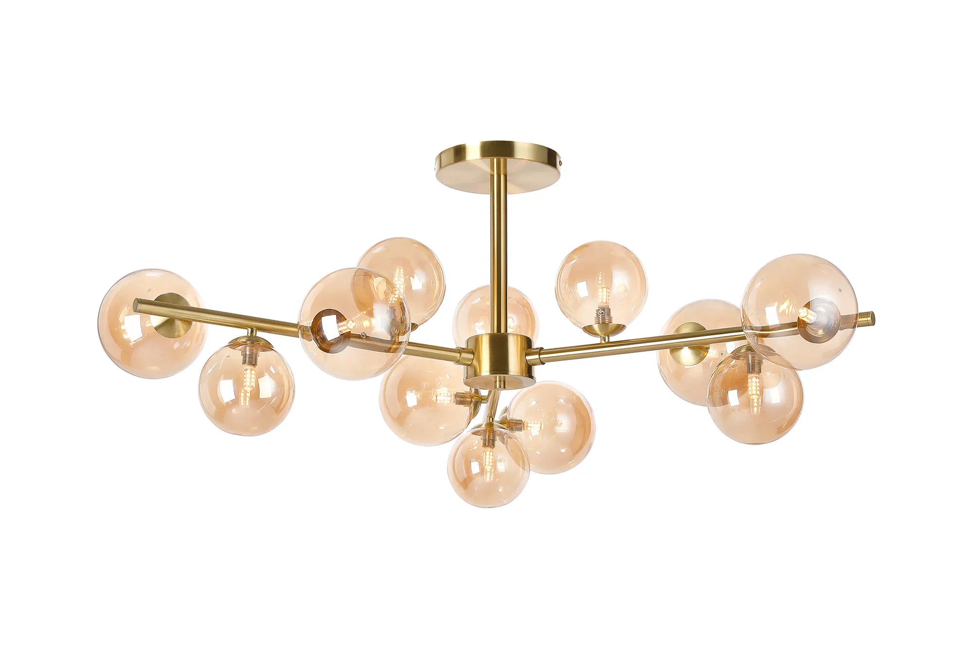 Seville 110cm Semi-Flush 3 Arm Ceiling Light, 12 x G9- Various Finishes