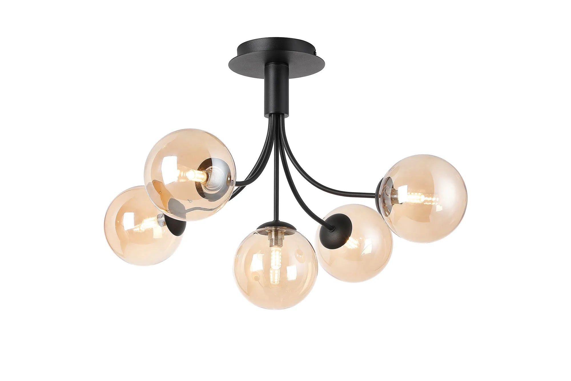 Seville 60cm Semi-Flush Curved 5 Arm Ceiling Light