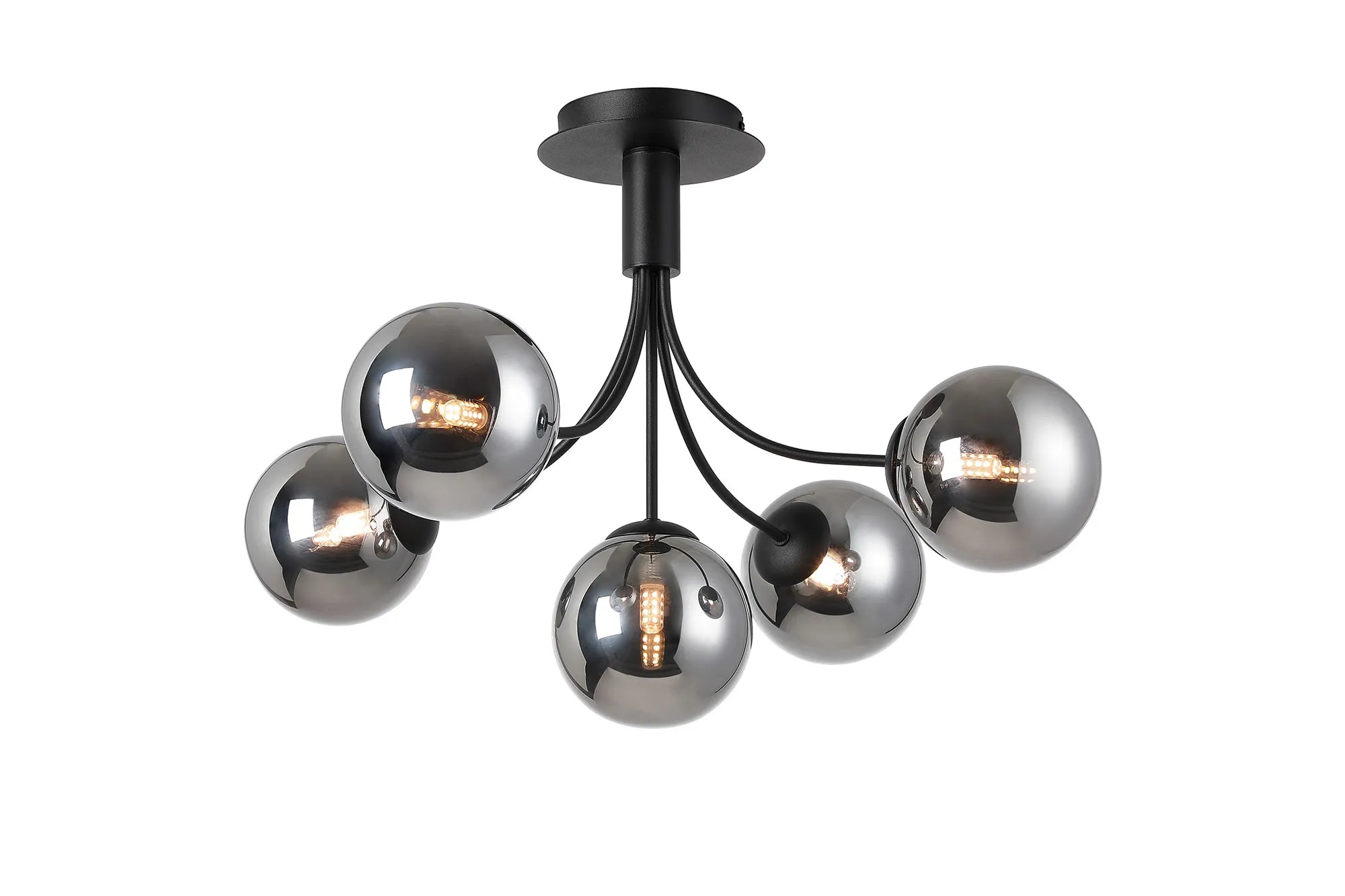 Seville 60cm Semi-Flush Curved 5 Arm Ceiling Light