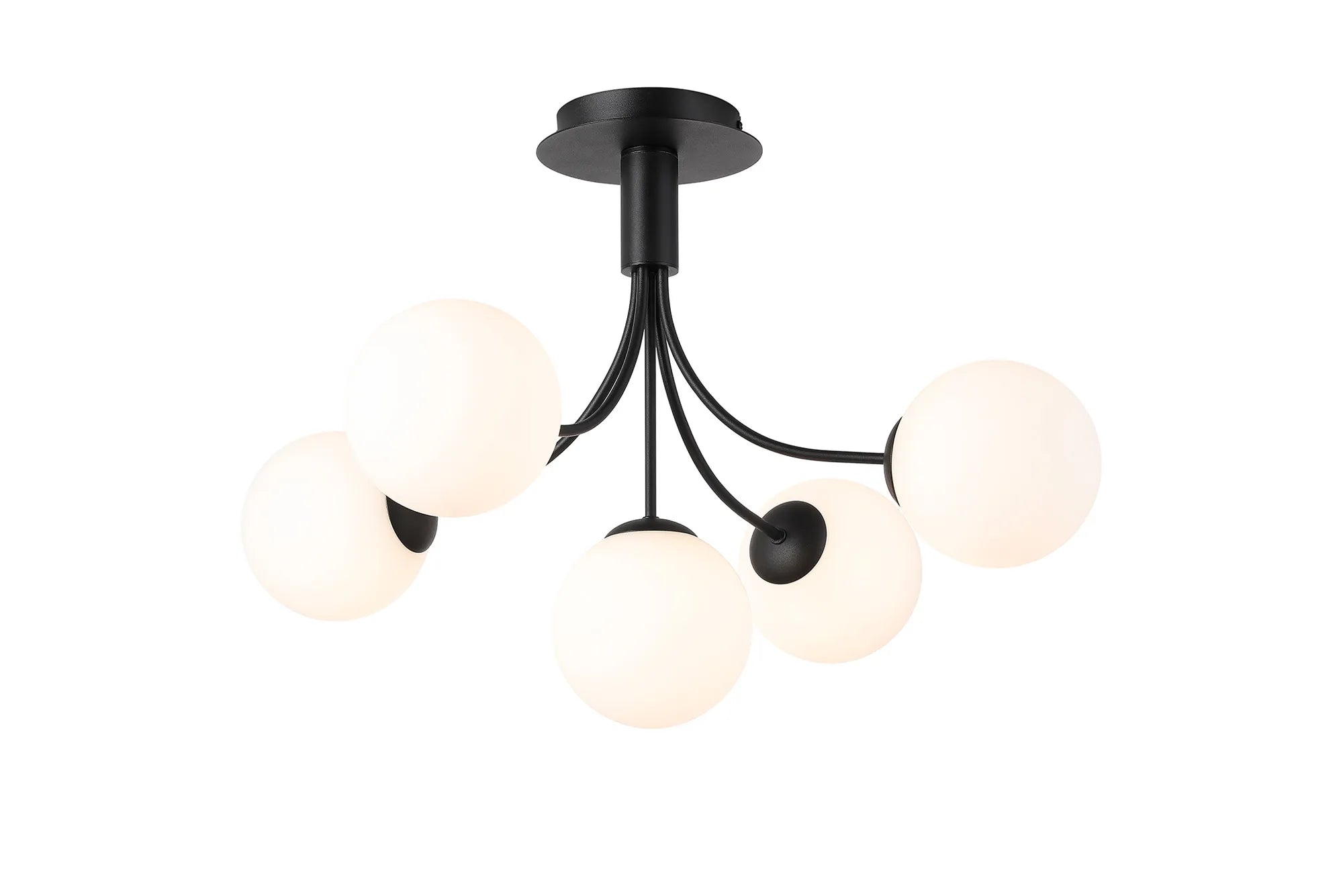 Seville 60cm Semi-Flush Curved 5 Arm Ceiling Light
