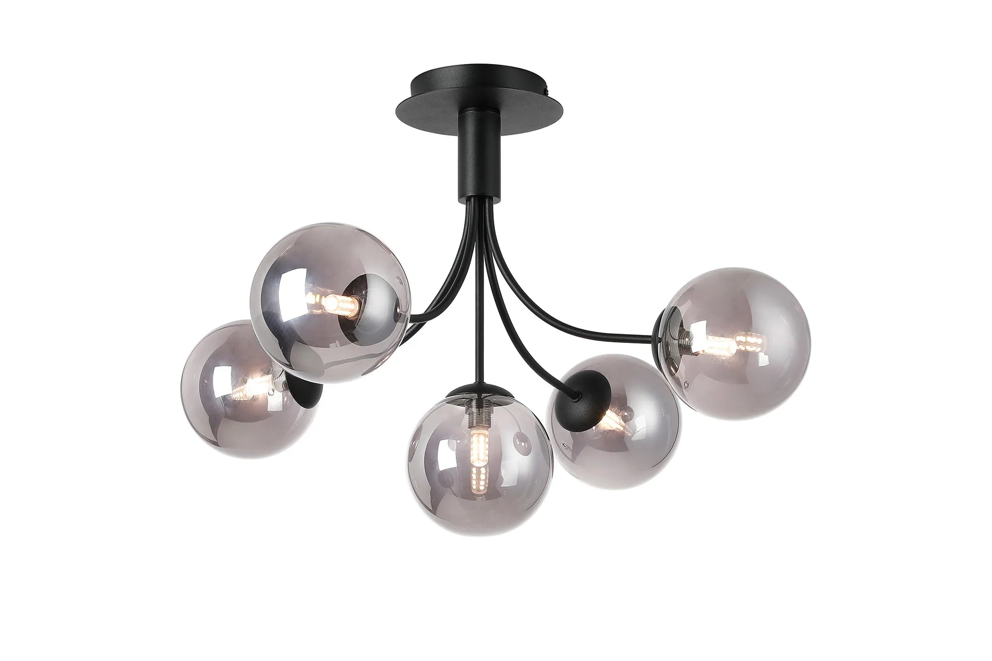 Seville 60cm Semi-Flush Curved 5 Arm Ceiling Light
