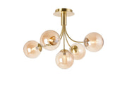 Seville 60cm Semi-Flush Curved 5 Arm Ceiling Light