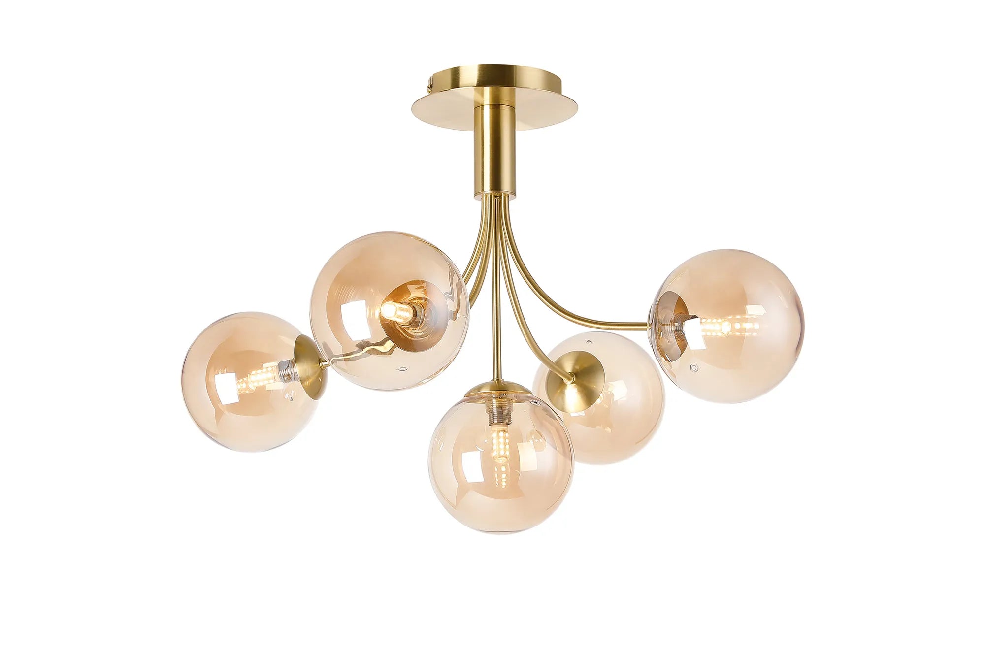 Seville 60cm Semi-Flush Curved 5 Arm Ceiling Light