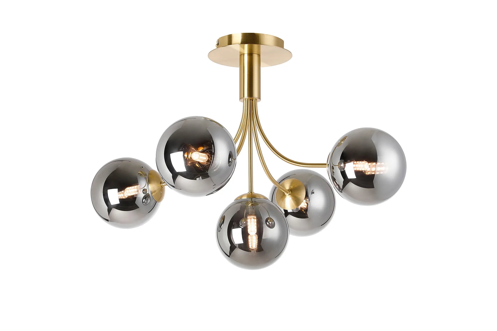 Seville 60cm Semi-Flush Curved 5 Arm Ceiling Light