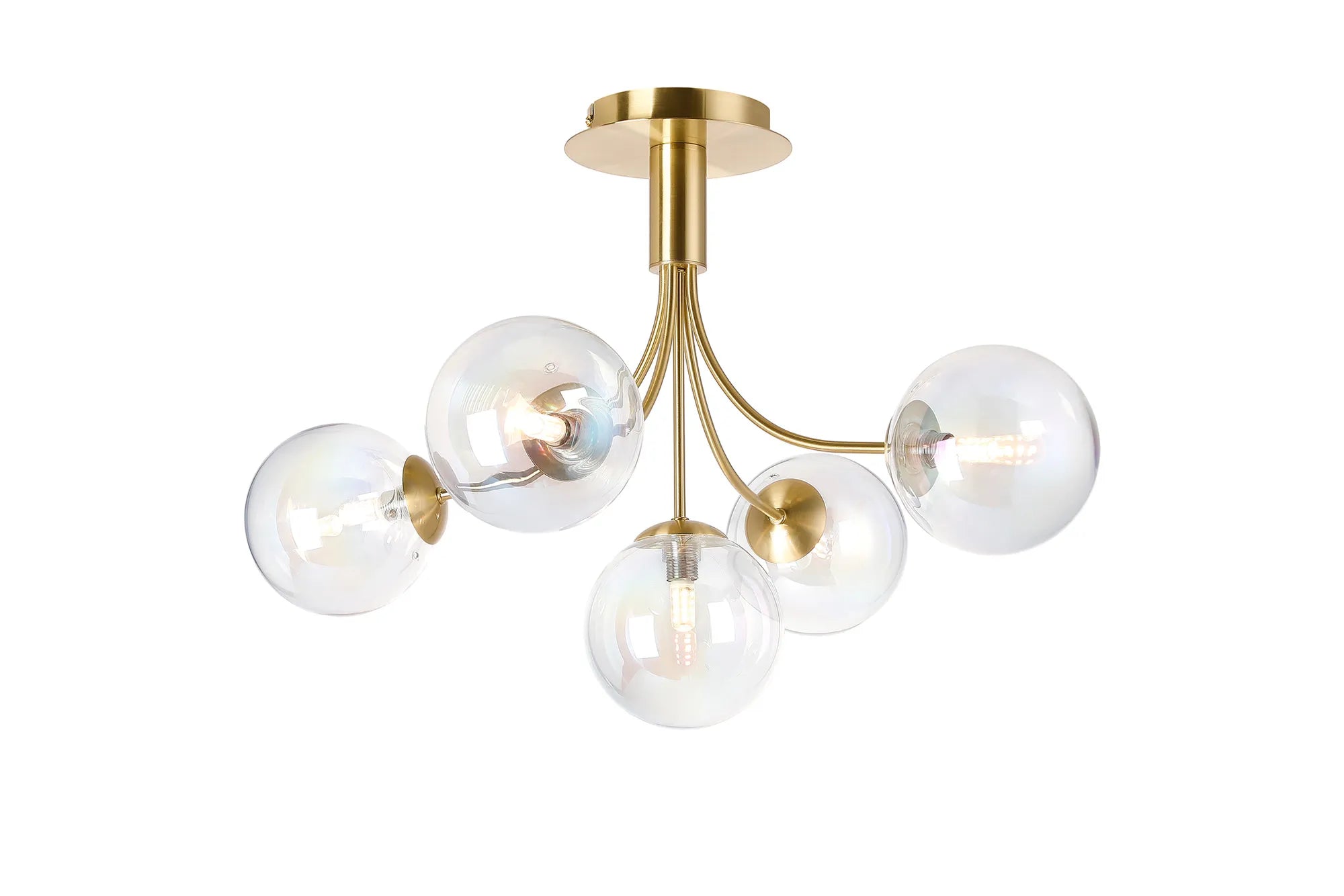 Seville 60cm Semi-Flush Curved 5 Arm Ceiling Light
