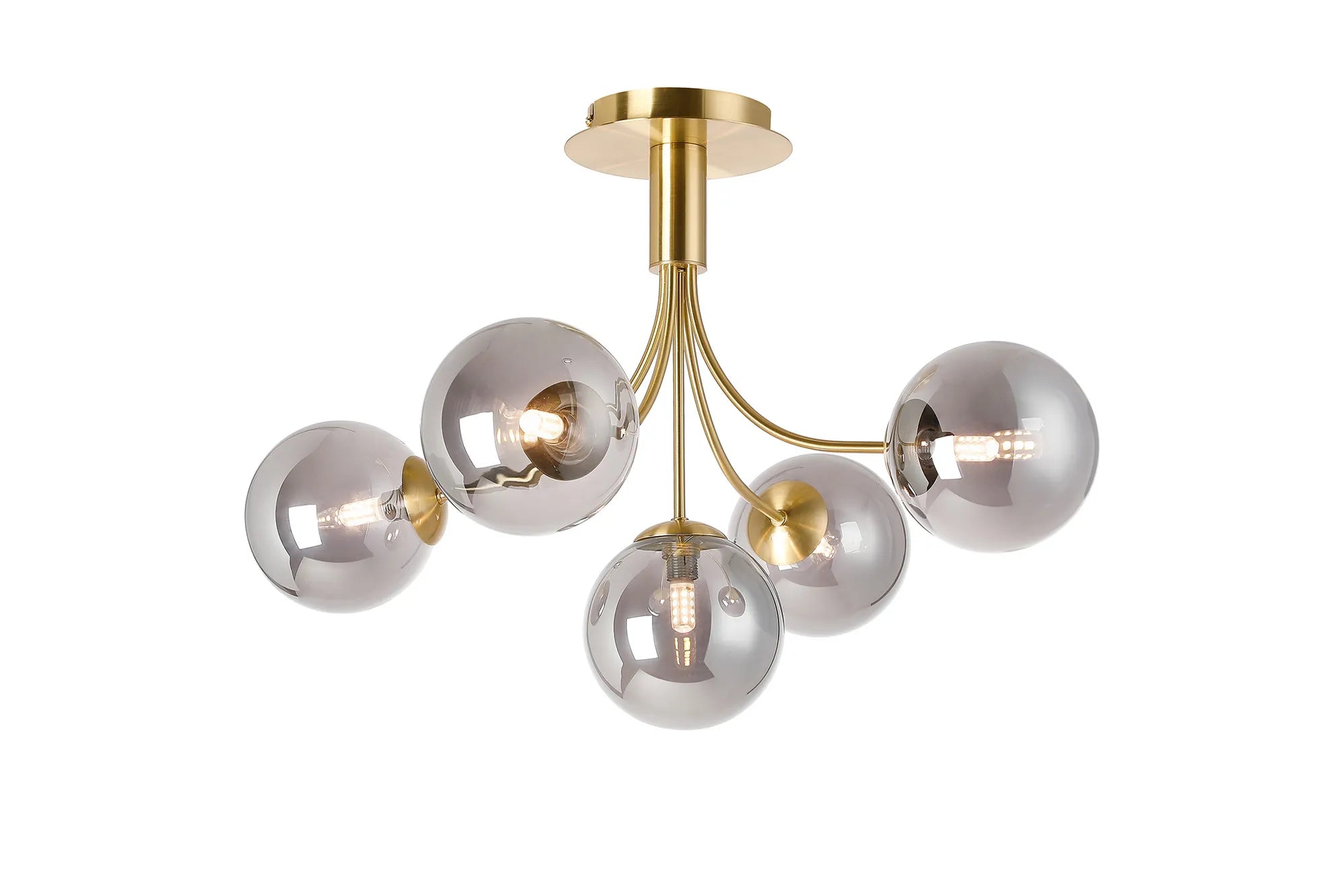 Seville 60cm Semi-Flush Curved 5 Arm Ceiling Light