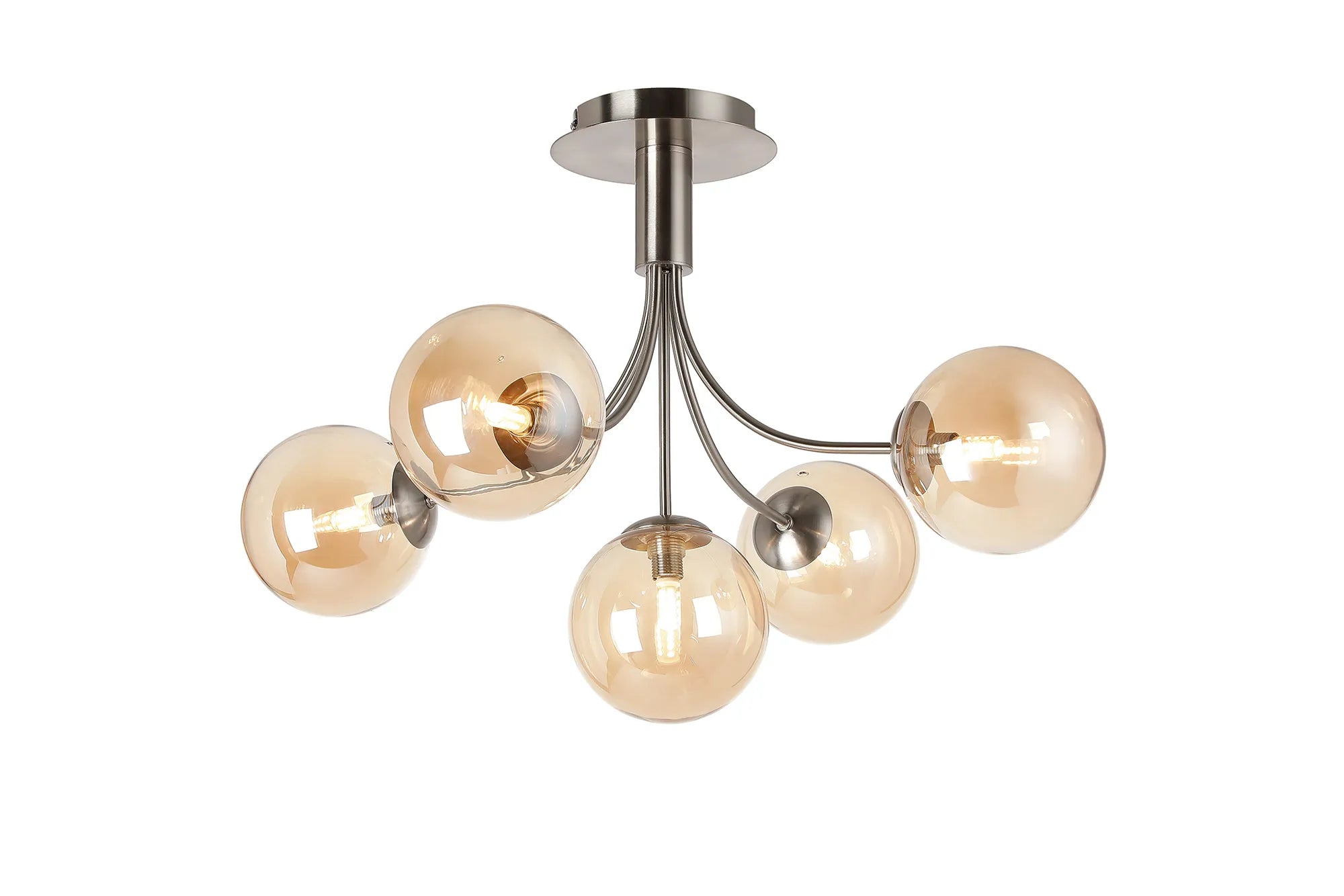 Seville 60cm Semi-Flush Curved 5 Arm Ceiling Light