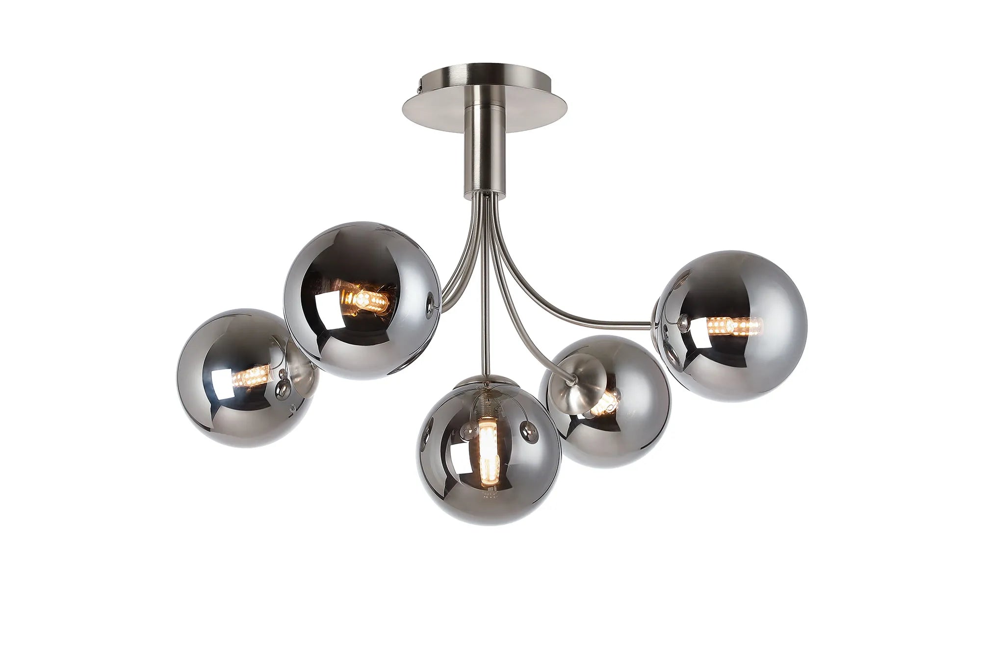 Seville 60cm Semi-Flush Curved 5 Arm Ceiling Light