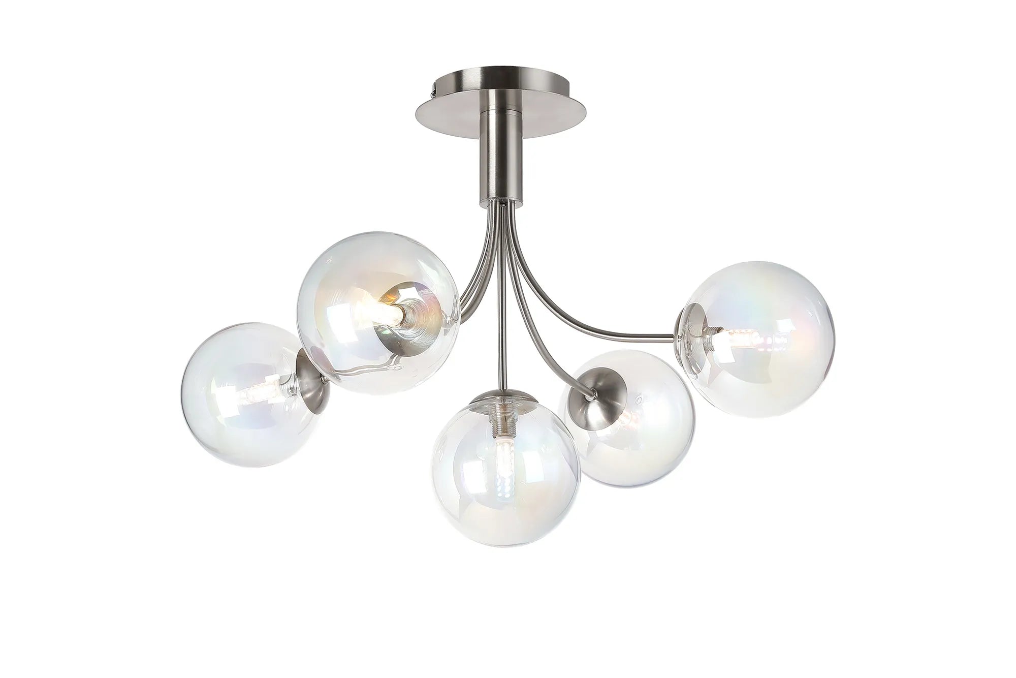 Seville 60cm Semi-Flush Curved 5 Arm Ceiling Light