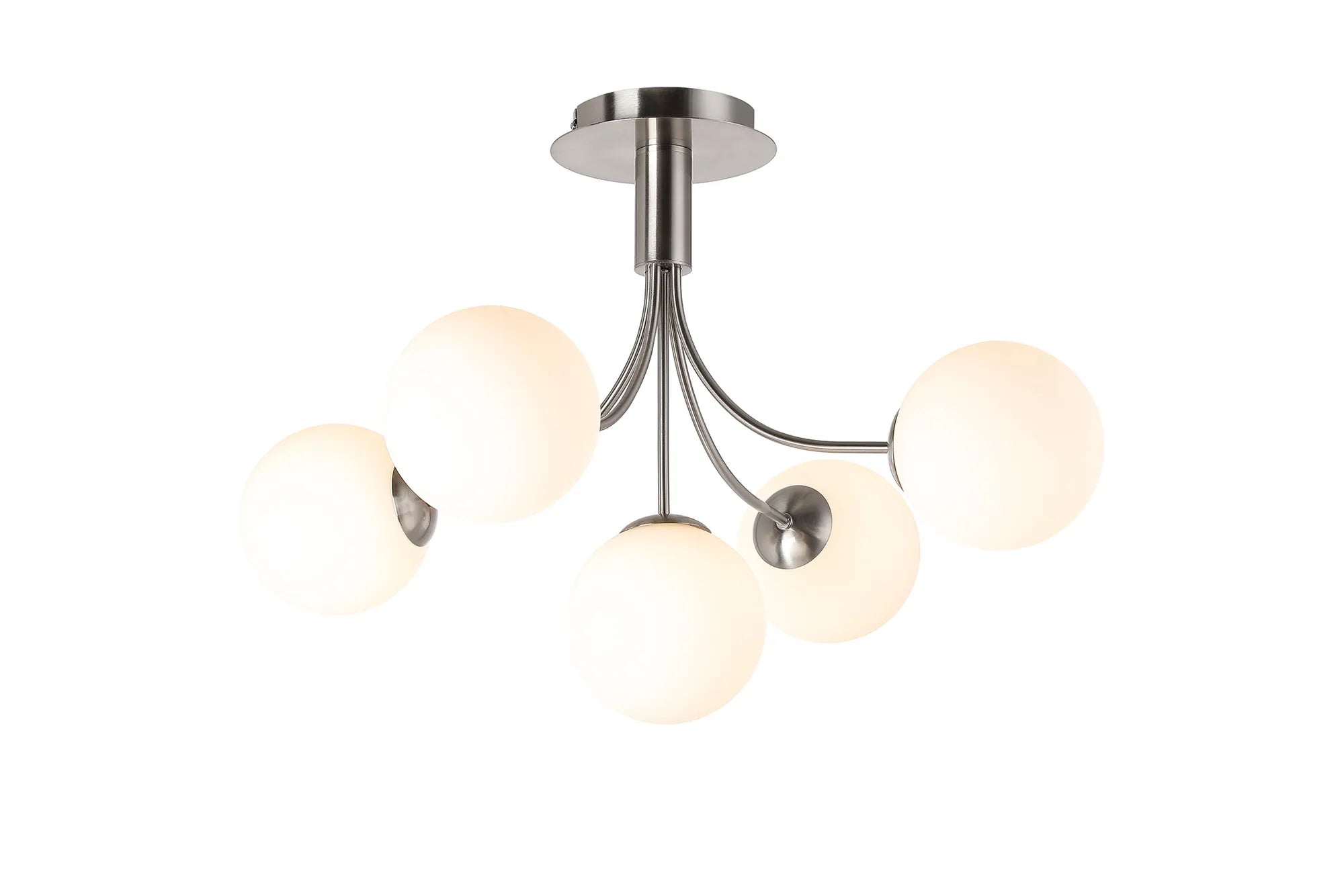 Seville 60cm Semi-Flush Curved 5 Arm Ceiling Light