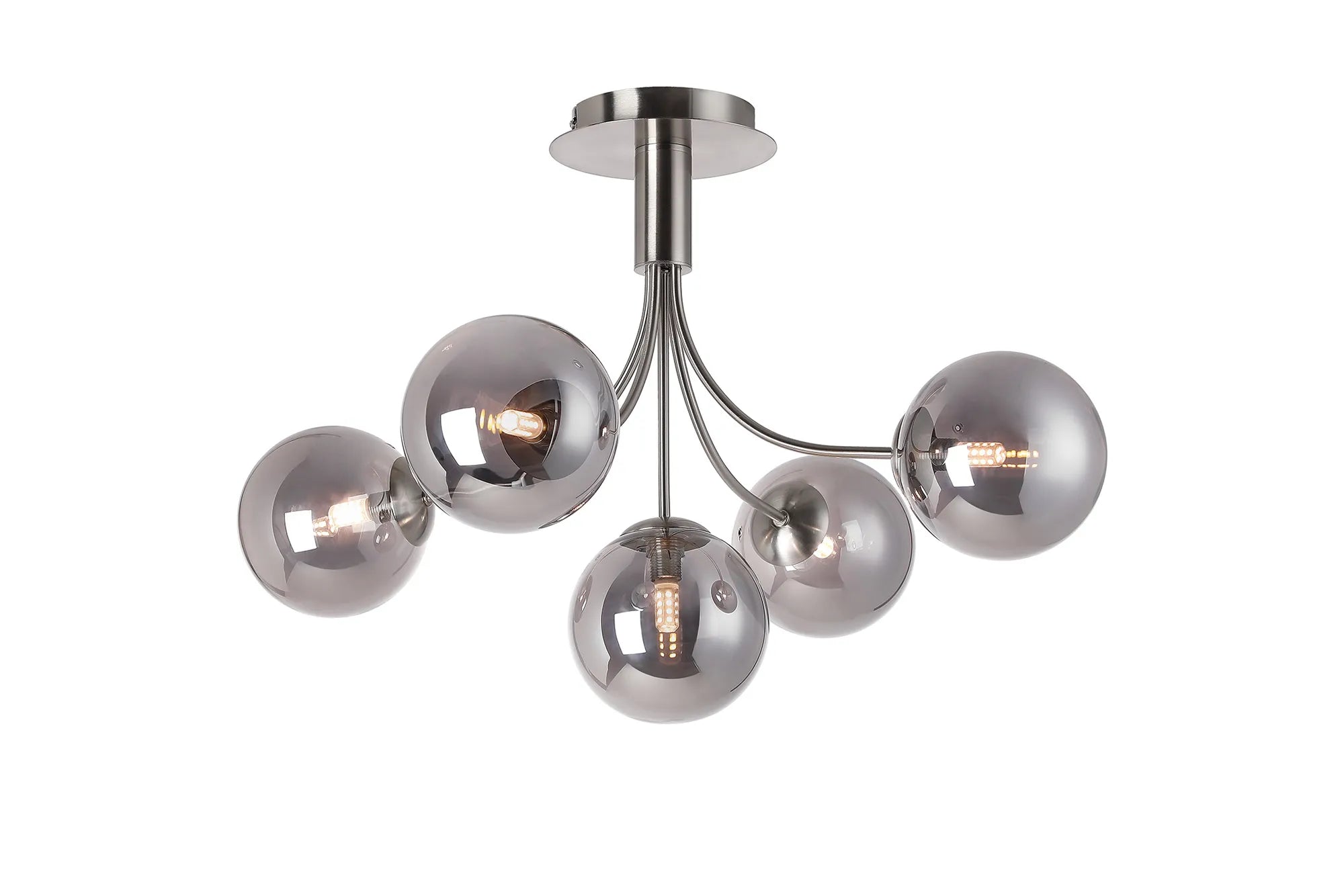 Seville 60cm Semi-Flush Curved 5 Arm Ceiling Light