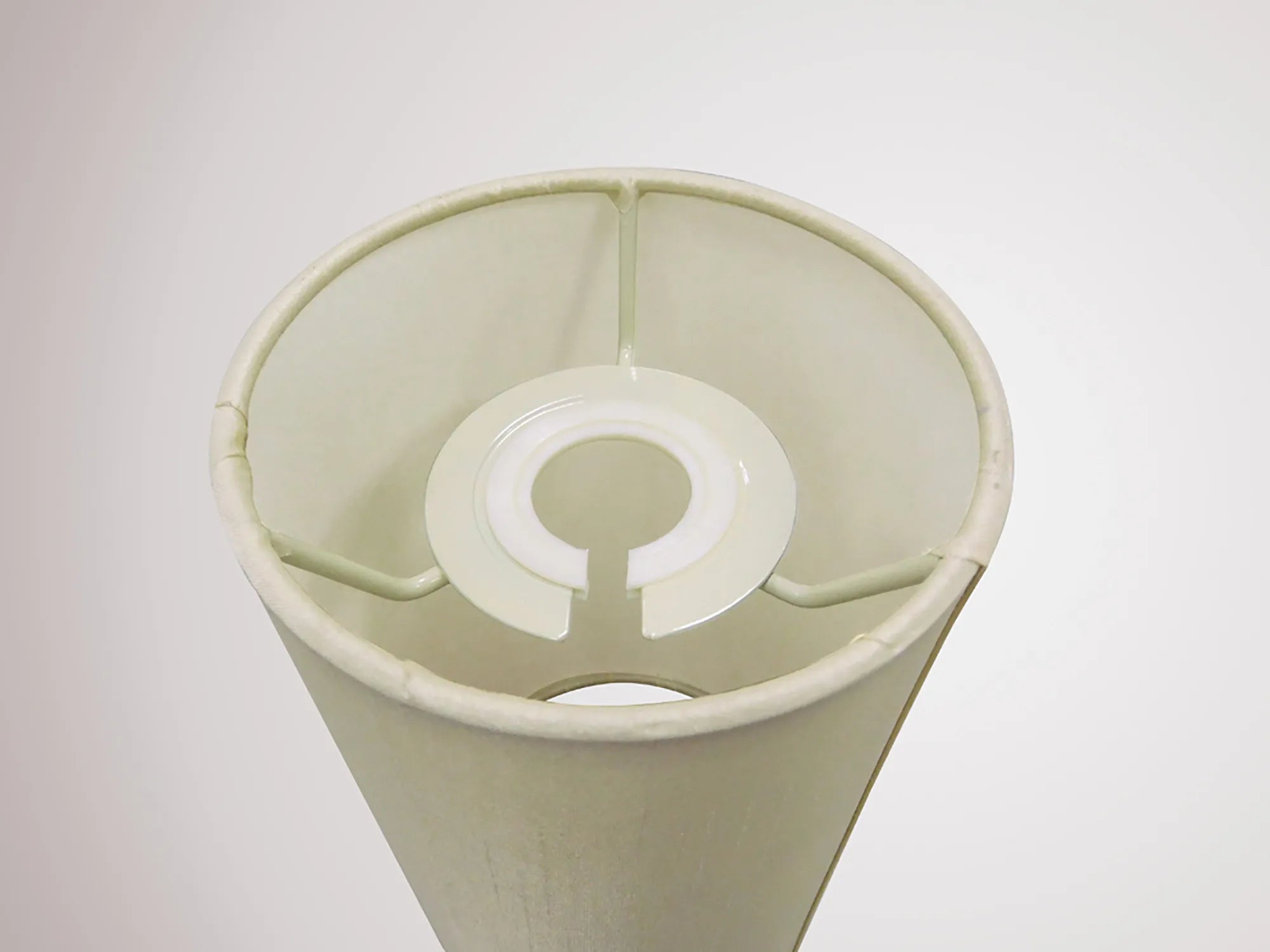 Serena Round Cylinder, 120 x 200mm Faux Silk Fabric Shade, Ivory Pearl/White Laminate