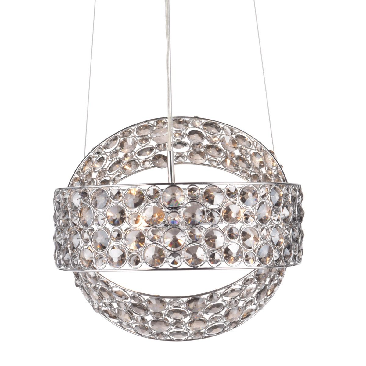 Sewanee Smoked Crystal 3 Light Pendant Polished Chrome