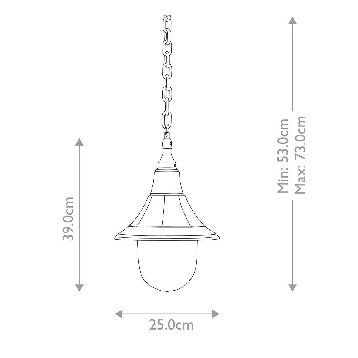 Shannon 1 Light Chain Lantern - Black IP44 E27