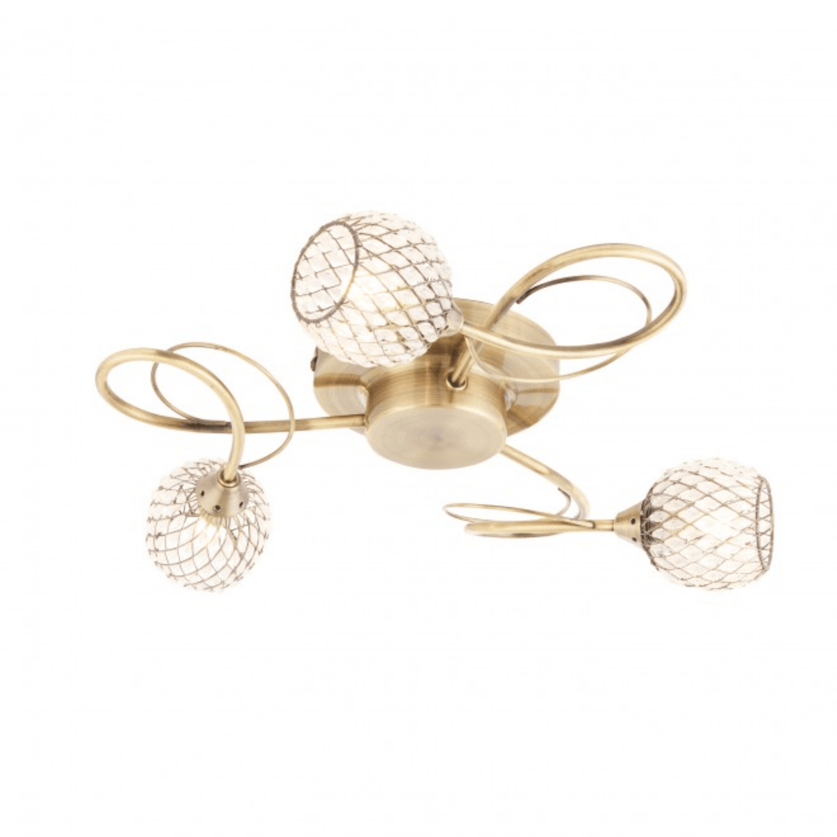 Sheena 3 Ceiling Lamp Antique Brass - Cusack Lighting