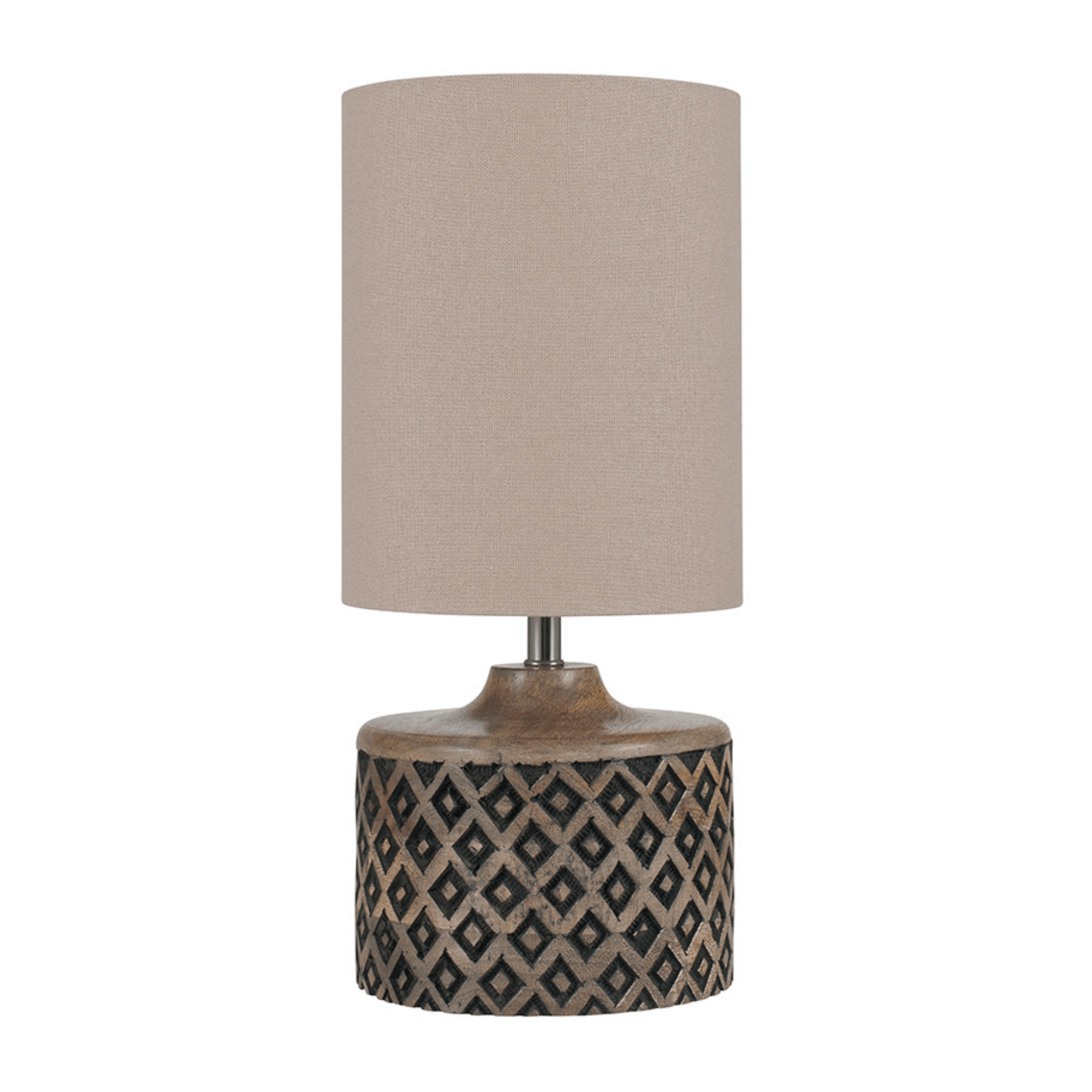 Short Wooden Diamond Table Lamp - Cusack Lighting