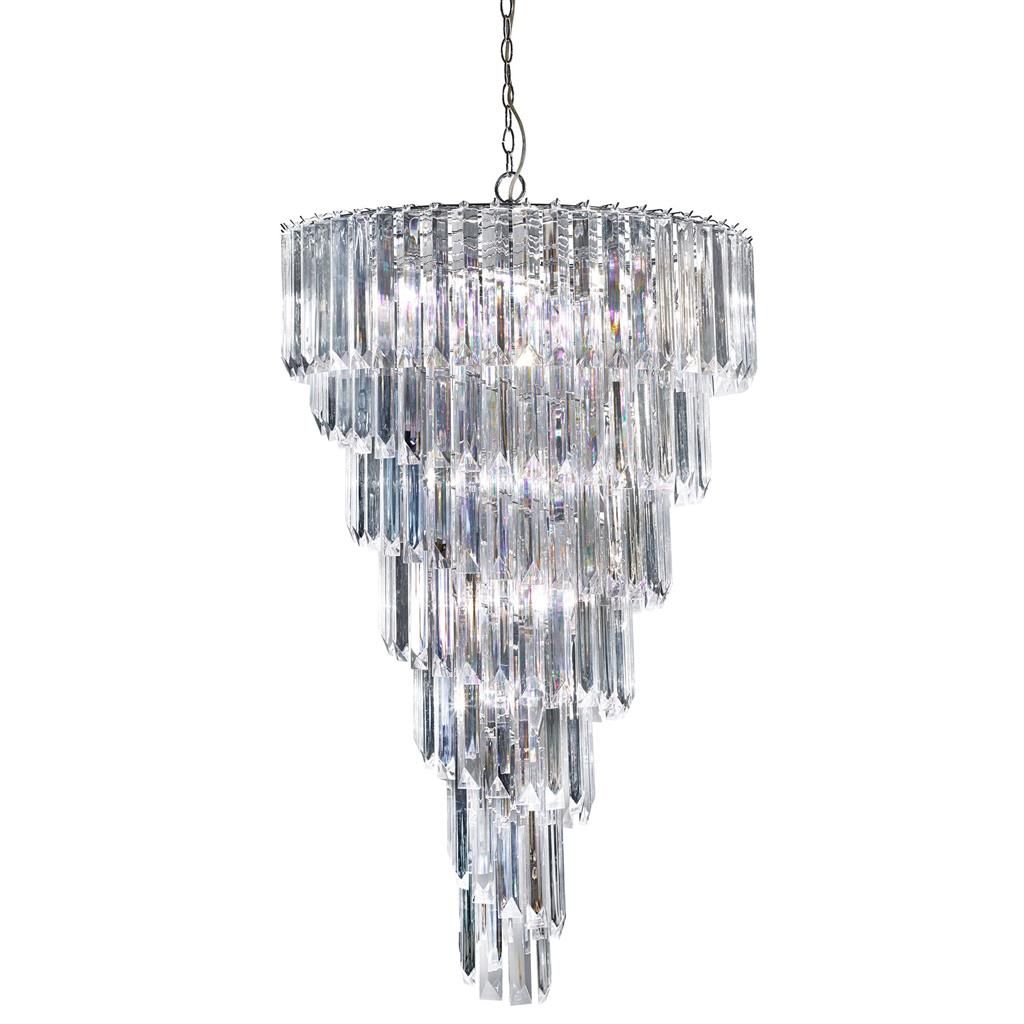 SIGMA 9Lt Crystal Ceiling Light - Chrome & Clear Acrylic Rods Finish