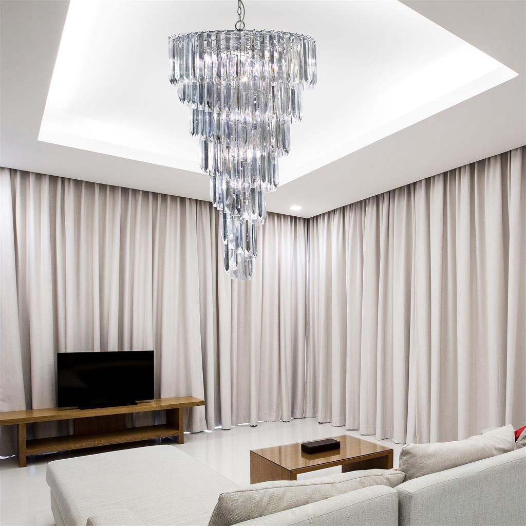 SIGMA 9Lt Crystal Ceiling Light - Chrome & Clear Acrylic Rods Finish