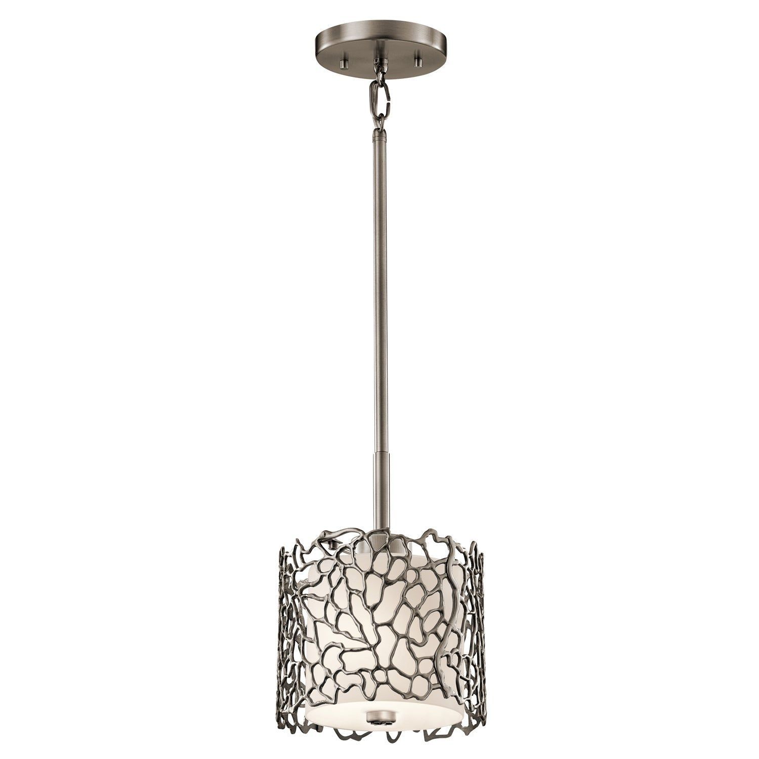 Silver Coral 1L Mini Pendant Ceiling Light - Classic Pewter Finish - Cusack Lighting