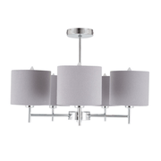 Silver Metal and Grey Linen 5 Arm Pendant - Cusack Lighting
