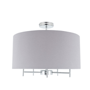 Silver Metal and Grey Linen Pendant - Cusack Lighting