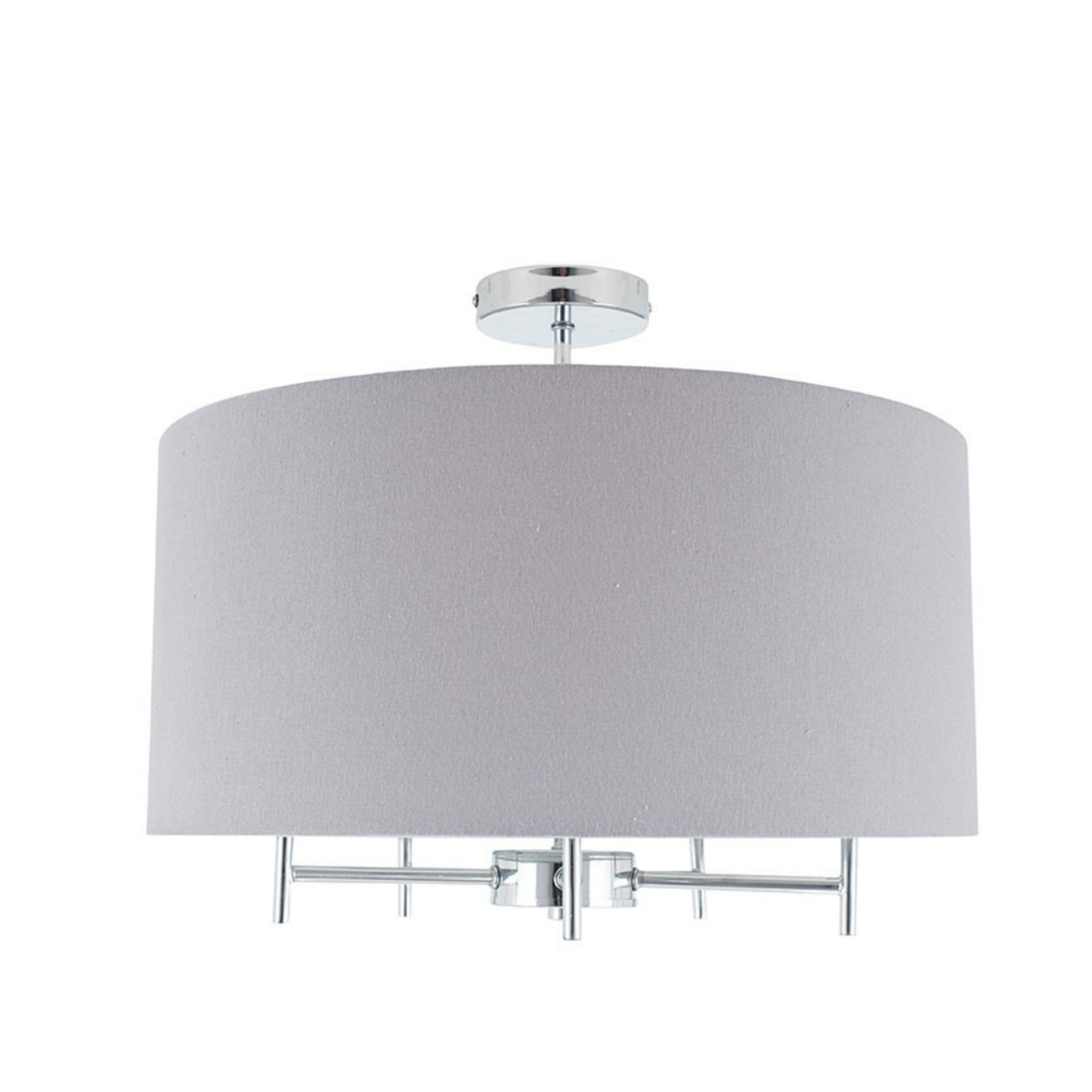 Silver Metal and Grey Linen Pendant - Cusack Lighting
