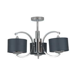 Silver Metal Three Curved Arm Semi Flush Pendant - Cusack Lighting