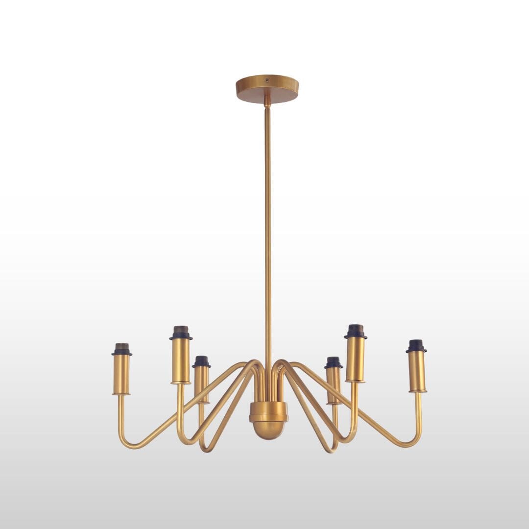 Celtic Four/Six Arm Brass Chandelier- Green/ White Shades