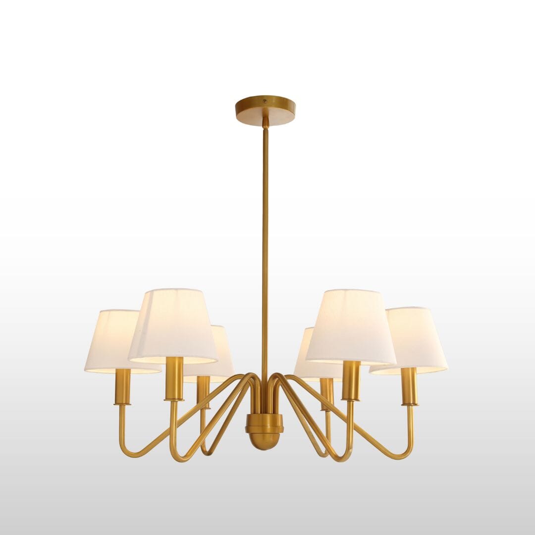 Celtic Four/Six Arm Brass Chandelier- Green/ White Shades