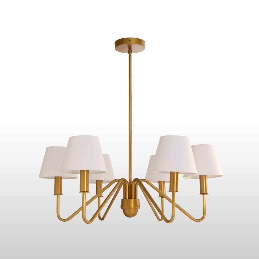 Celtic Four/Six Arm Brass Chandelier- Green/ White Shades