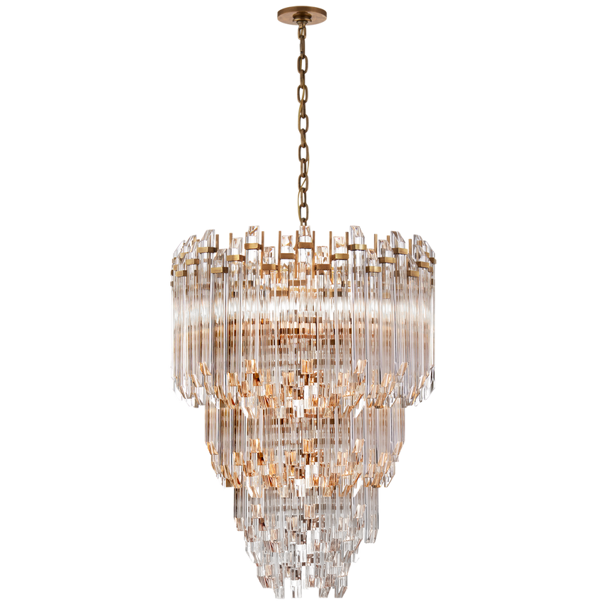 Adele Three/Four Tier Waterfall Chandelier- Polished Nickel/ Antique Brass Finishes