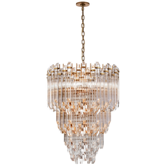Adele Three/Four Tier Waterfall Chandelier- Polished Nickel/ Antique Brass Finishes
