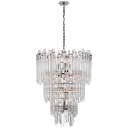 Adele Three/Four Tier Waterfall Chandelier- Polished Nickel/ Antique Brass Finishes