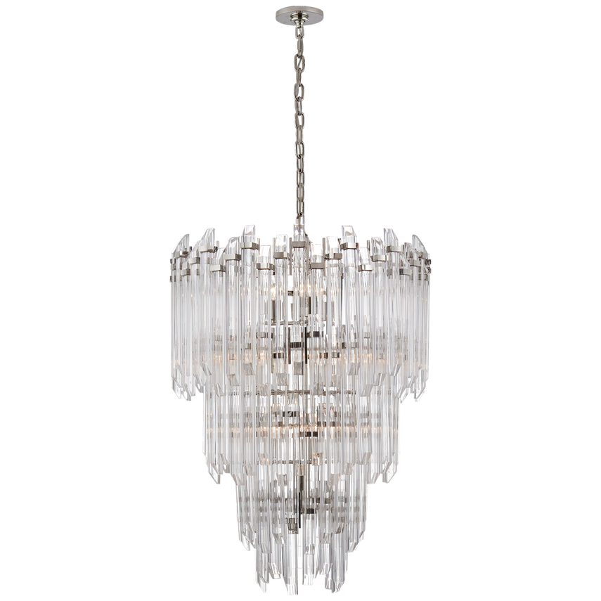Adele Three/Four Tier Waterfall Chandelier- Polished Nickel/ Antique Brass Finishes