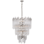 Adele Three/Four Tier Waterfall Chandelier- Polished Nickel/ Antique Brass Finishes