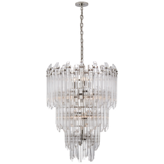 Adele Three/Four Tier Waterfall Chandelier- Polished Nickel/ Antique Brass Finishes