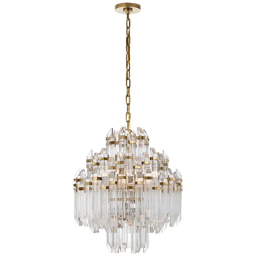 Adele Three/Four Tier Waterfall Chandelier- Polished Nickel/ Antique Brass Finishes