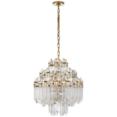 Adele Three/Four Tier Waterfall Chandelier- Polished Nickel/ Antique Brass Finishes