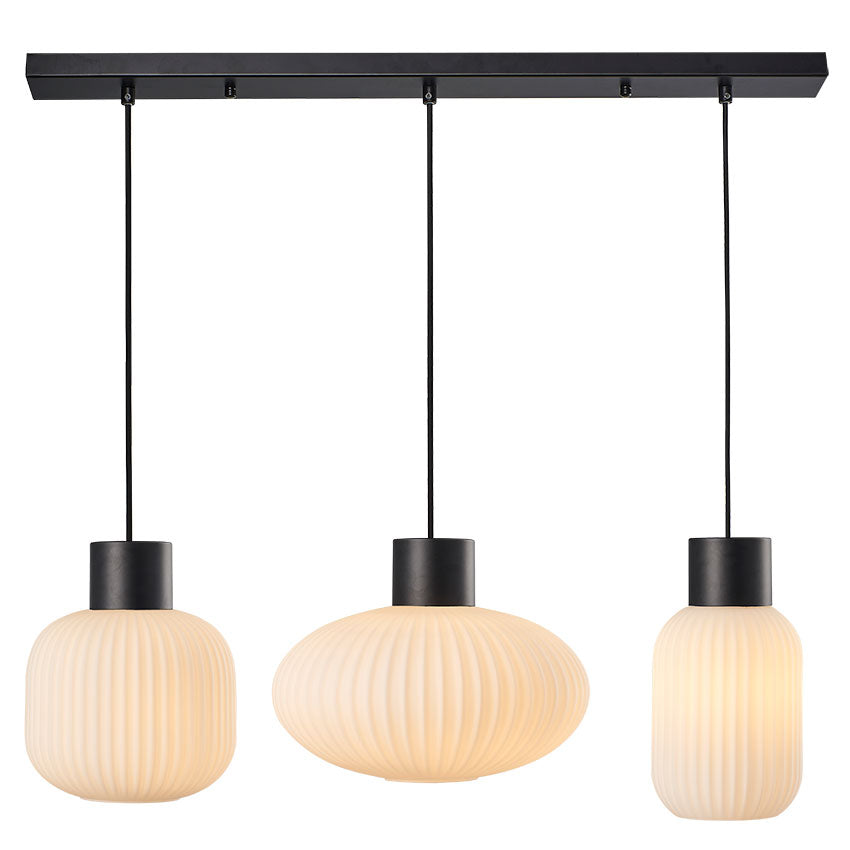 Skytech Kitchen Light - Black & Ribbed Opal Glass Finish